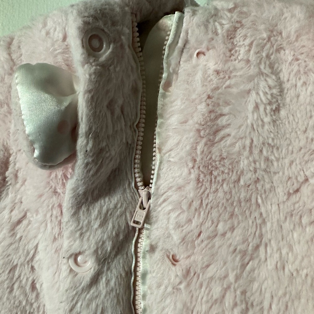 Little me Pink coat jacket with zipper in the front faux fur - Picture 12 of 12
